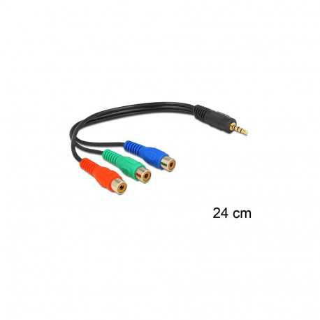 "DeLock Videokabel - Component Video - RCA x 3 0,24m Black"