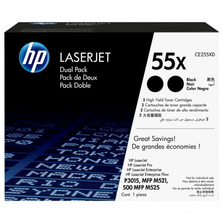 HP LaserJet CE255XD originaal must suure mahutavusega toonerikassett, 2-pakk