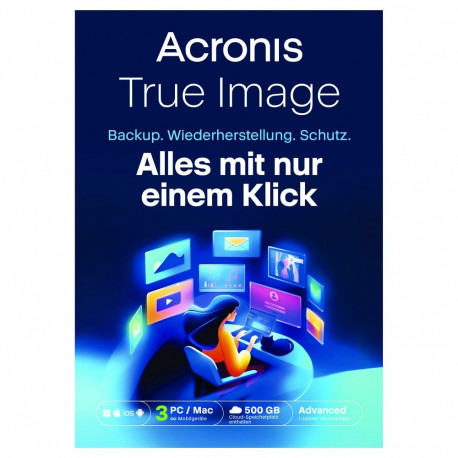 "Acronis True Image Advanced - 3 Computers + 500 GB Acronis Cloud Storage - 1 year Subscription - ES