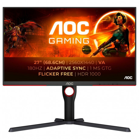 68,58cm/27" (2560x1440) AOC Gaming Q27G3XMN/BK 16:9 QHD VA 1ms 180Hz HDR1000 HDMI DP pivot must