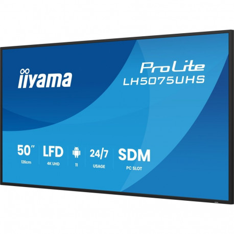 Iiyama digitaalne reklaamiekraan LH5075UHS-B2AG 125.7cm (49.5") LCD Wi-Fi 500cd/m² 4K Ultra HD Built