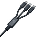3mk kaabel Hyper Cable 3in1 USB-A/USB-C - USB-C/microUSB/Lightning 1,5m, must