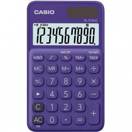 Taskukalkulaator Casio SL-310UC Purple/lilla - 10 kohaline, tava- ja päikesepatarei, 50gr, 8x70x118m