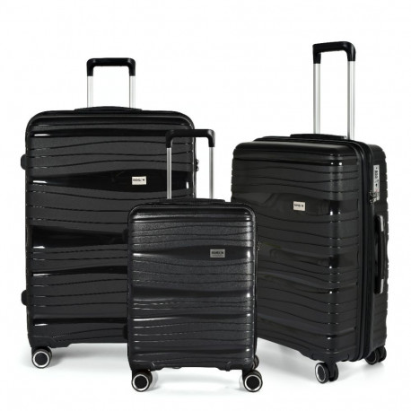 Kohvrite komplekt must RW Travel Alfrida Collection, 3tk. 20"/2,7kg+24"/3,4kg+28"/4,2kg,4 ratast