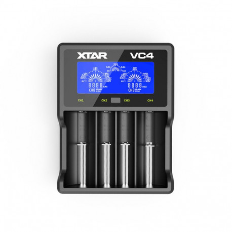 Battery Charger - XTAR VC4 USB-Powered For AA, AAA, C, D, NiMH, Li-Ion, Black