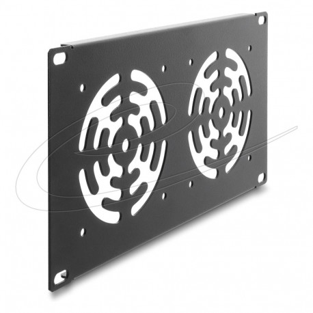 10" 3 HE rackpaneel 2 ventilaatorile 92 x 92 mm, tumehall