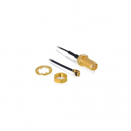 "Antennenkabel SMA Buchse zum Einbau zu I-PEX Inc., MHF® I Stecker 1.37, 50 cm Gewindelänge 10 mm"