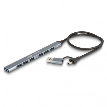 7-pordiline õhuke USB-jaotur USB Type-C™ või USB Type-A sisendiga, 1 x USB 5 Gbps Type-A + 6 x USB 2
