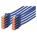 "DIGITUS CAT 6 S/FTP Patchkabel, 10 Stück, 0,25m, blau"