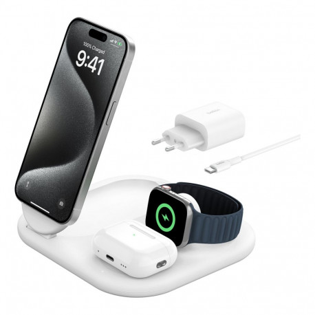 Belkin BOOST CHARGE Qi2 3-in-1 juhtmevaba laadimisjaam 15W valge
