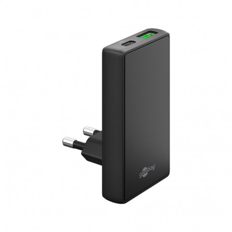 Goobay USB-C/A PD GaN 90° dual fast charger (black, 65 watts)