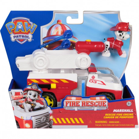 Paw Patrol Marshalli tuletõrjeauto kallutatava redeliga, kuulide laskmise mehhanismiga ja Marshalli 
