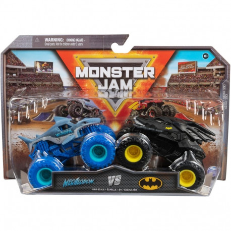 Monster Jam - Batmobil vs. Megalodon (2er-Pack, Maßstab 1:64)