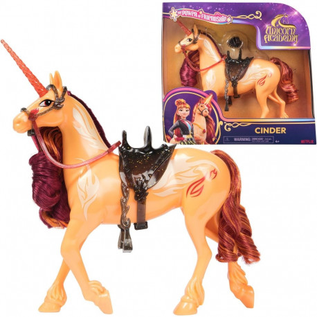 Unicorn Academy - Einhorn Cinder (28 cm groß, mit echter Mähne und Schweif, abnehmbarem Zaumzeug, Sa