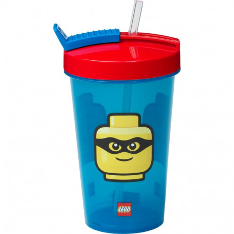 Room Copenhagen LEGO cup with straw Iconic classic Bright Blue (blue/red, 500ml)