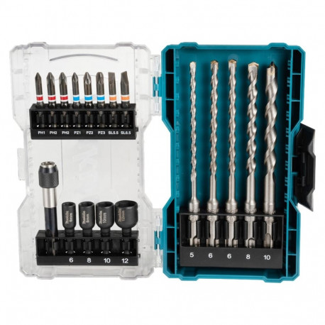 Bohrer-Bit-Set SDS Plus, 18-teilig, Bohrer- & Bit-Satz (Klappbox mit transparentem Deckel)