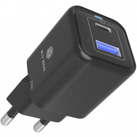 Icy Box 2-Port USB 20W plug charger IB-PS1020-PD, USB-A + USB-C (black, PD 3.0 20W + QC 3.0 18W)