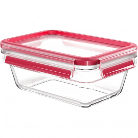 CLIP & CLOSE Glas-Frischhaltedose 0,85 Liter (transparent/rot, rechteckig)