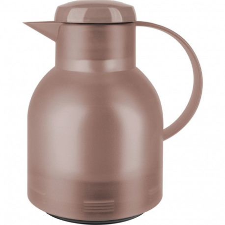 Emsa SAMBA vacuum jug, 1 liter (dark brown/transparent, QUICK PRESS closure)