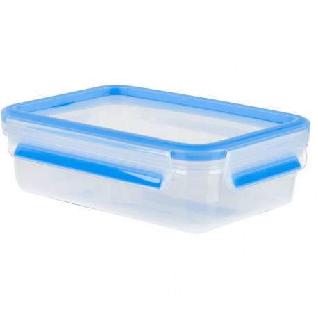 Emsa CLIP & CLOSE food storage container 0.8 liters (transparent/blue, rectangular, classic format)