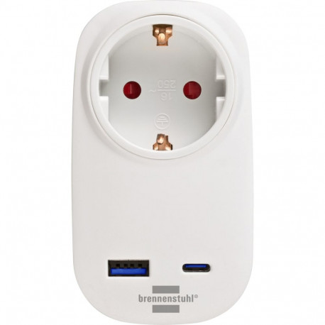 pistikupesaadapter ja USB-laadija PD 20W USB-A USB-C lastekaitsega, valge