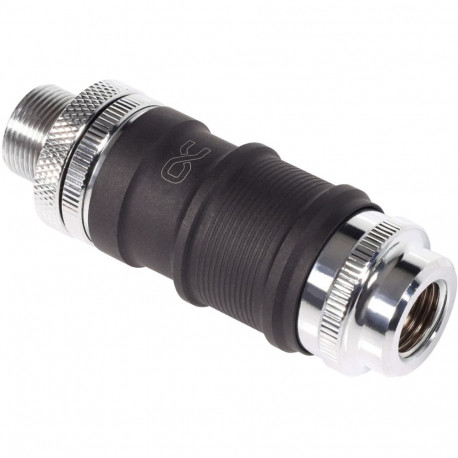 Alphacool ES quick release BLH1A PushIn set IG-IG with bulkhead screw connection (black (matt)/chrom