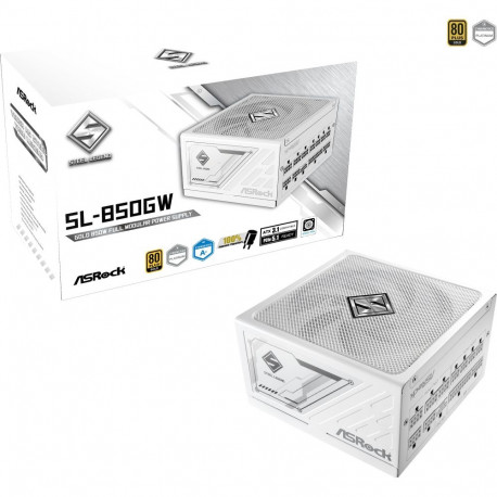 ASRock Steel Legend SL-850GW, PC power supply white, 1x 12-pin high power GPU, 2x PCIe, cable manage