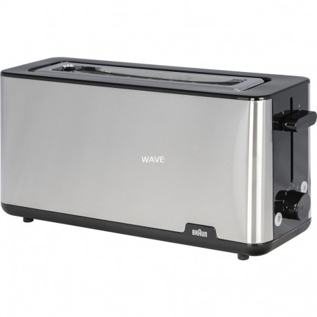 Braun long slot toaster PurShine HT 1610 BK (stainless steel/black, 1,030 watts, for 2 slices of toa