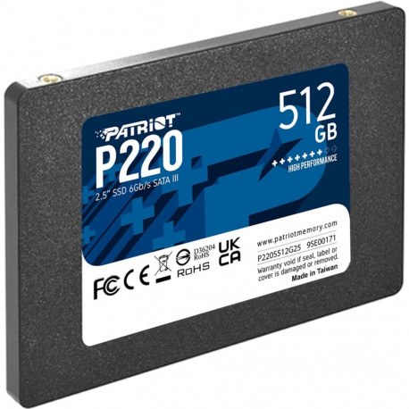 Patriot P220 512 GB, SSD - SATA III - 2.5, black