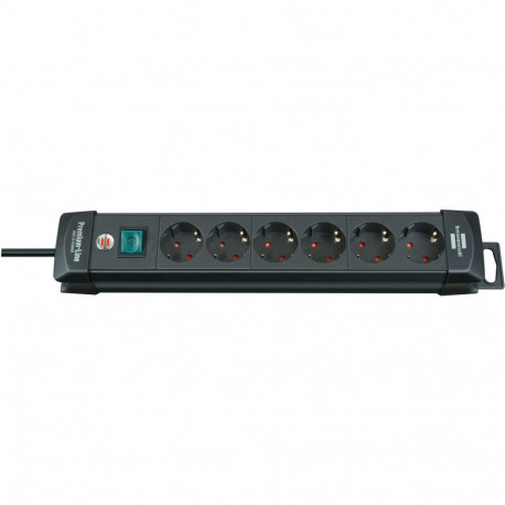 Premium-Line Steckdosenleiste 6-fach (schwarz, 3 Meter)