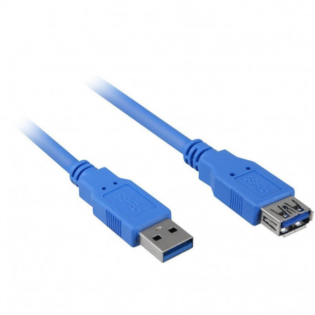 USB 3.2 Gen 1 Verlängerungskabel, USB-A Stecker > USB-A Buchse (blau, 3 Meter, doppelt geschirmt)