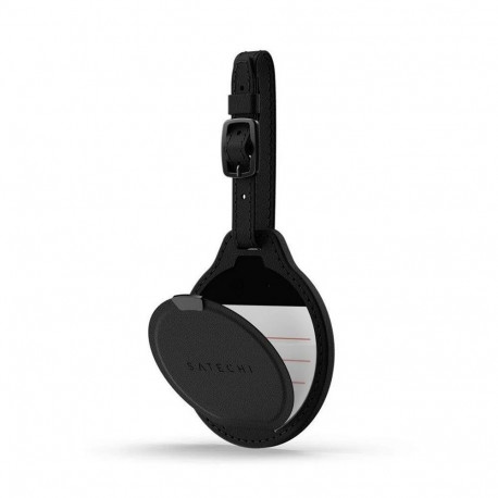 Locator compatible with Apple Find My Satechi FindAll Luggage Tag shape Vegan Leather ST-LFALTK blac