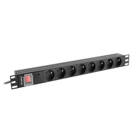 LANBERG toiteplokk PDU rack 19" (1U, 16A, 8x 230V PL, 2m)