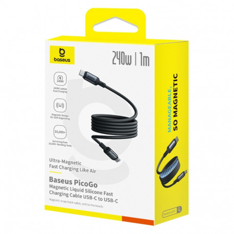 Baseus PicoGo magnetiline laadimiskaabel USB-C 240W 1m, must