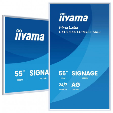 139,0 cm/54,6" (3840×2160) iiyama ProLite LH5581UHSG-1AG 16:9 VA 6,5 ms 60 Hz 500 cd/m² 24/7 HDMI×2 