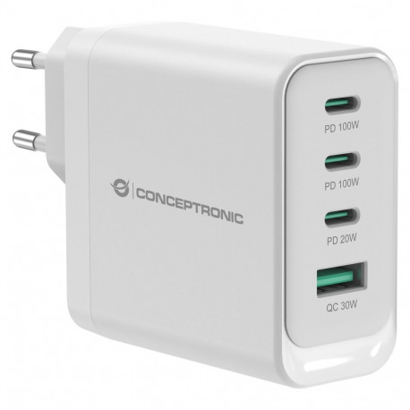 "CONCEPTRONIC Ladegerät 4Port GaN 3xUSB-C/1xA100WPD3.0/PPS ws"