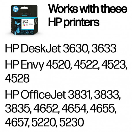 HP 302 F6U65AE värviline tint (tsüaan/magenta/kollane)