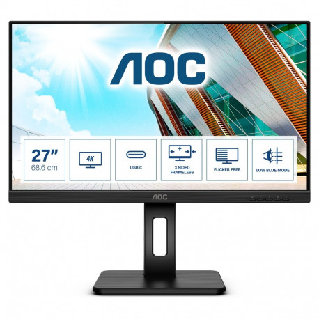 "68,6cm/27"" (3840x2160) AOC U27P2CA 16:9 4K IPS 4ms 60Hz HDMI DP USB-C Pivot Black"