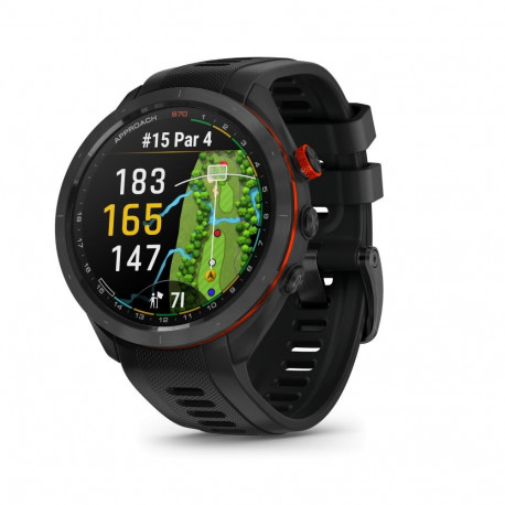 Garmin Approach S70 - 47 mm Black/Red Ceramic Bezel with Black Silicone Band