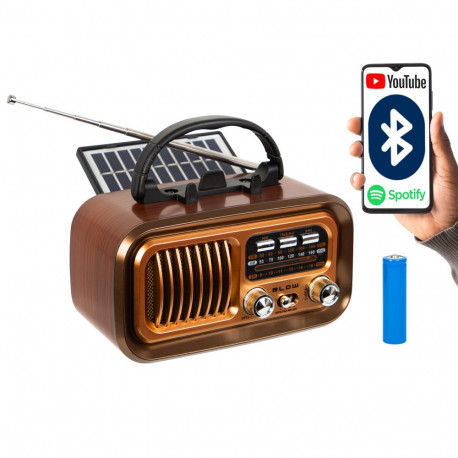 77-555# Radio przenośne analogowe am/fm bt blow ra16 solarne retro