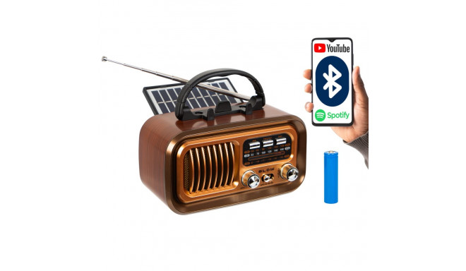 Blow kaasaskantav analoograadio RA16 AM/FM BT päikeseenergial töötav retro 77-555#