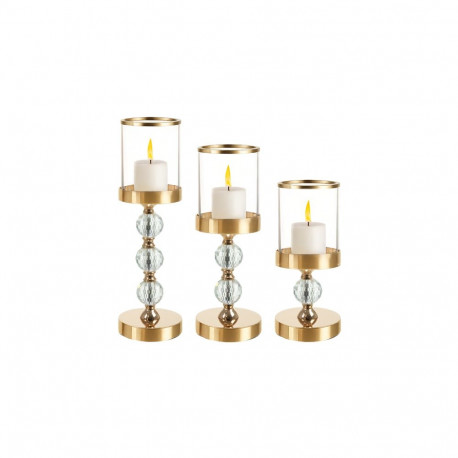 Świecznik - lampion komplekt 3tk kuldne Ruhhy 26487