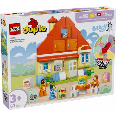 Klocki duplo Bluey 10459 sinine pereelamu mängumajaga mälumänguga
