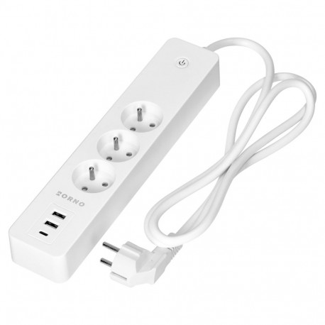 Pikendus 3 maandatud pesaga ja lülitiga 3xUSB, Tuya Smart Wi-Fi, valge