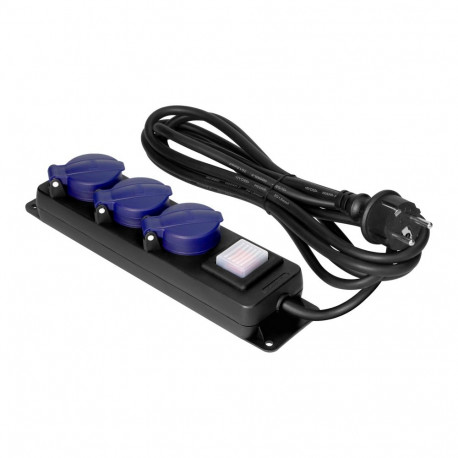 Przedłużacz tööstuslik pritsmekindel lülitiga IP44, 3 pistikupesa 2P+Z IP44, kummikaabel, H05RR-F 3x