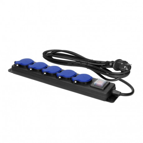 Pikendusjuhe H05RR-F 3x1,5mm lülitiga pritsmekindel 5-pesaline 2P+Z IP44 kummkaabel, 5m