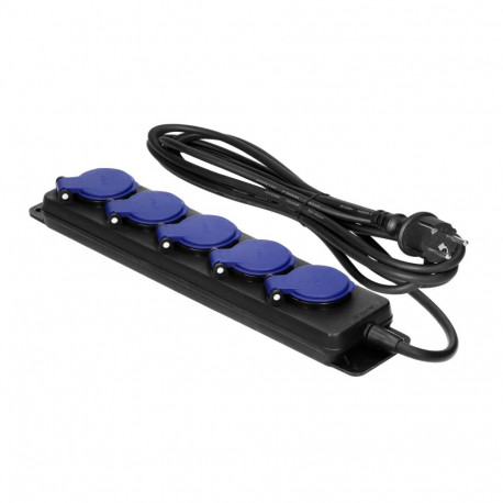 Przedłużacz tööstuslik pritsmekindel IP44, 5 pistikupesa 2P+Z IP44, kummikaabel, H05RR-F 3x1,5mm², p