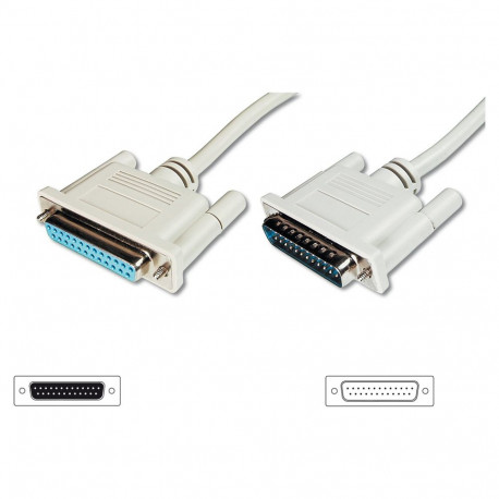 "DIGITUS Datatransfer Verlngerung, D-Sub25 St/Bu 3.0m beige"
