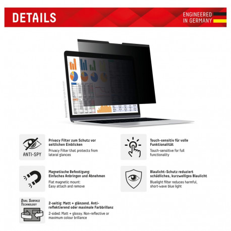 "DISPLEX Privacy Safe Blickschutzfolie Universal (Mag) 14"", 16:10"