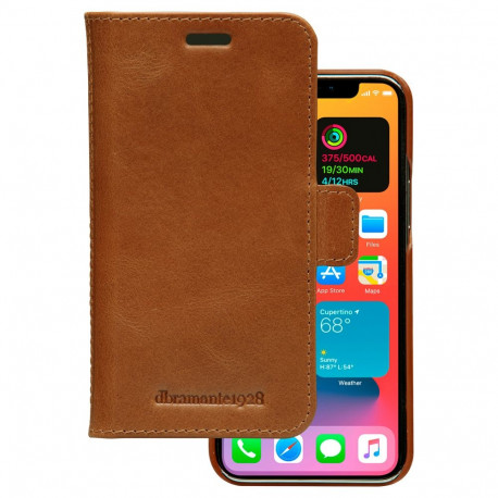 "dbramante1928 Lynge - Flip-Hlle fr Mobiltelefon - genarbtes Leder - Hellbraun - fr Apple iPhone 12 